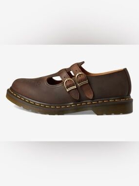 Dr. Martens 8065 Brown Leather Mary Jane Double Buckle Shoes
